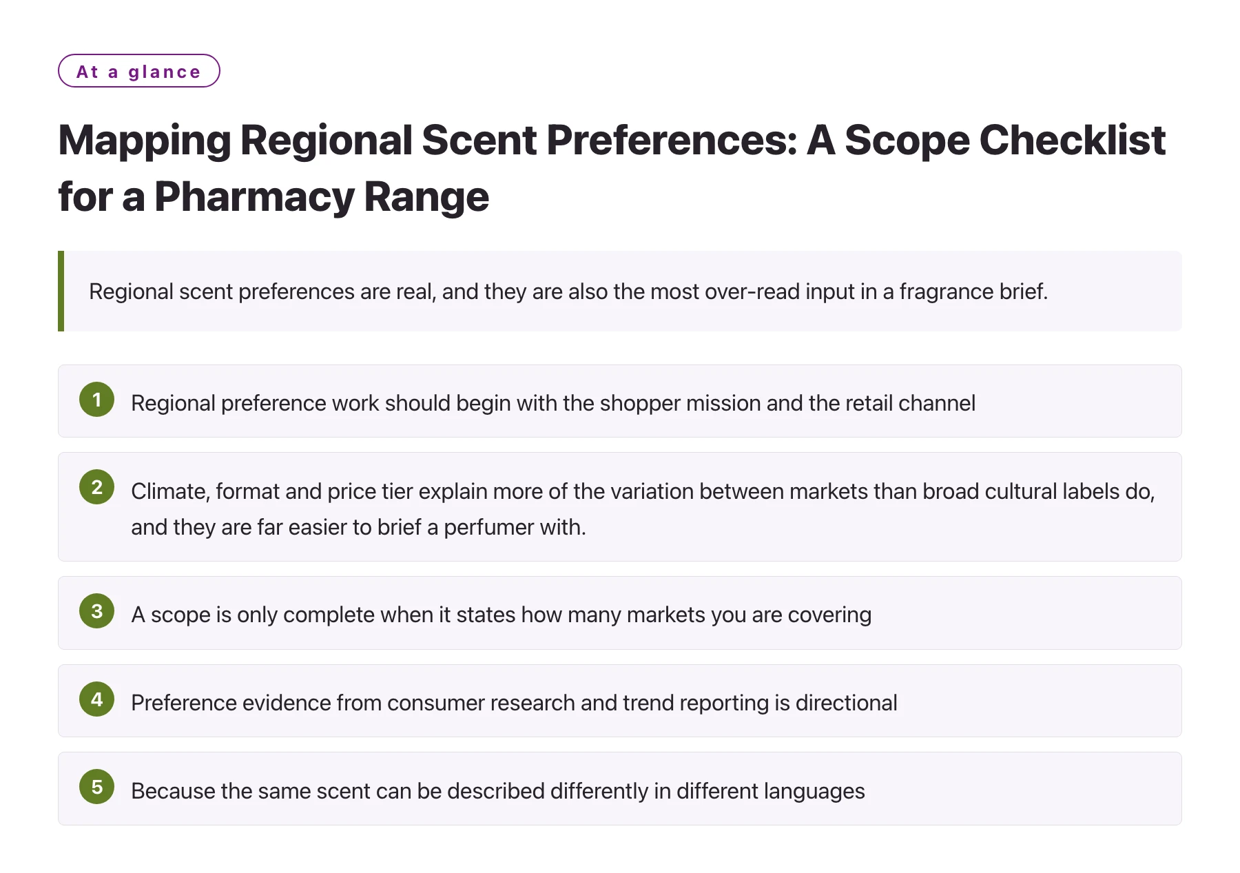Mapping Regional Scent Preferences: A Scope Checklist for a Pharmacy Range——全文要点速览